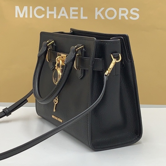 Michael Kors Hamilton Small Satchel Shoulder Crossbody Bag Black color NWT - Picture 8 of 15